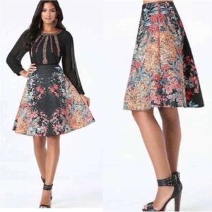 Bebe EMB Printed A-line Fall Floral Tapestry Skirt Size 8 NEW